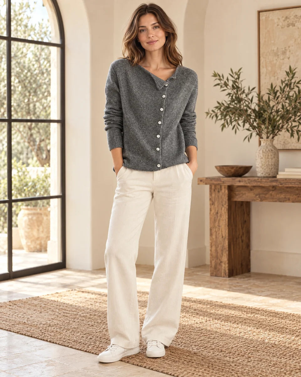 Sabrina Button Cardigan in Grey