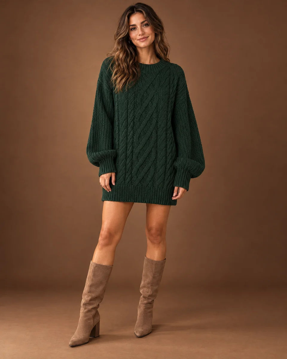 Giselle Oversized Sweater Dress in Dark Green