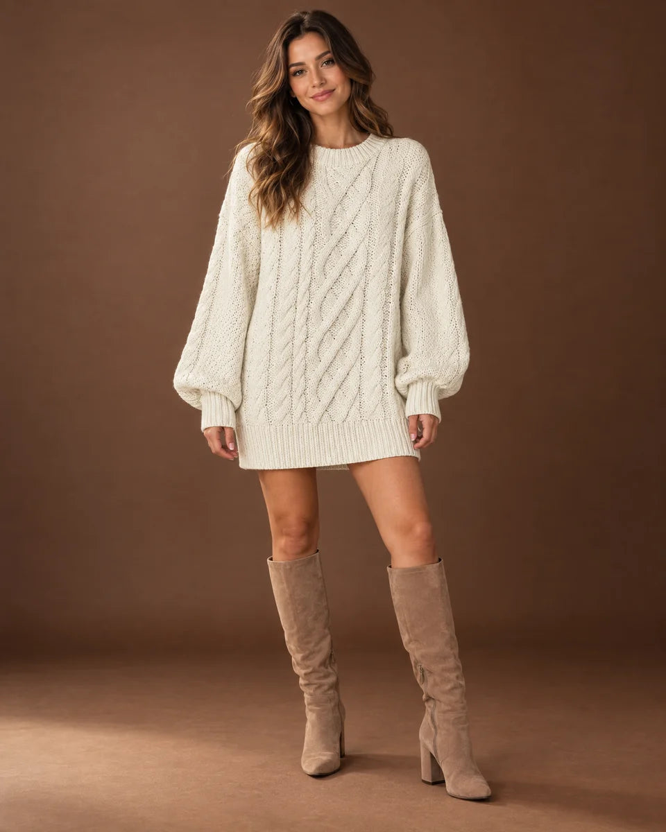 Giselle Oversized Sweater Dress in White
