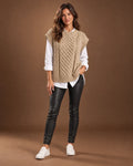 Nadia Cable Knit Sweater Vest in Khaki
