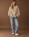 Ophelia Fluffy Knit Cardigan in Taupe