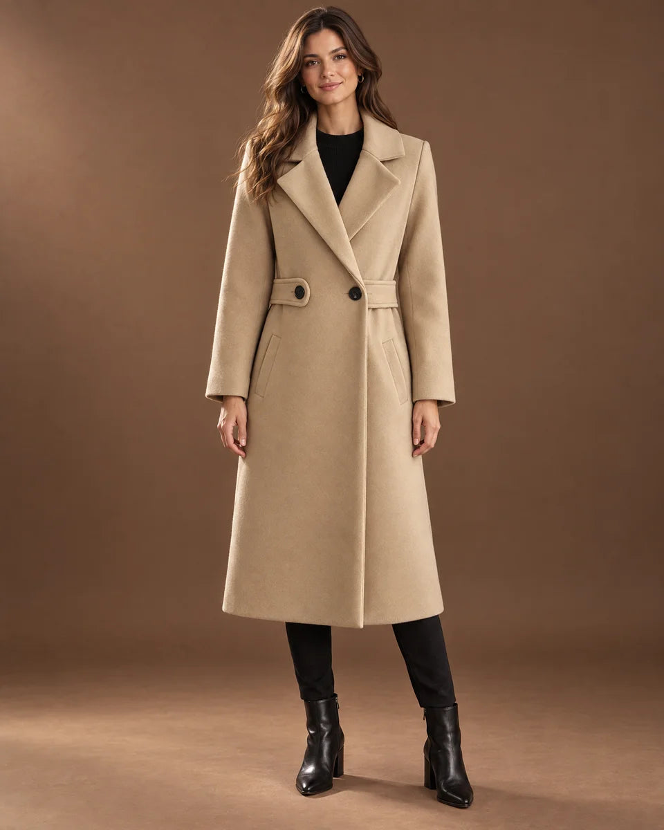 Tamsin Longline Coat in Beige
