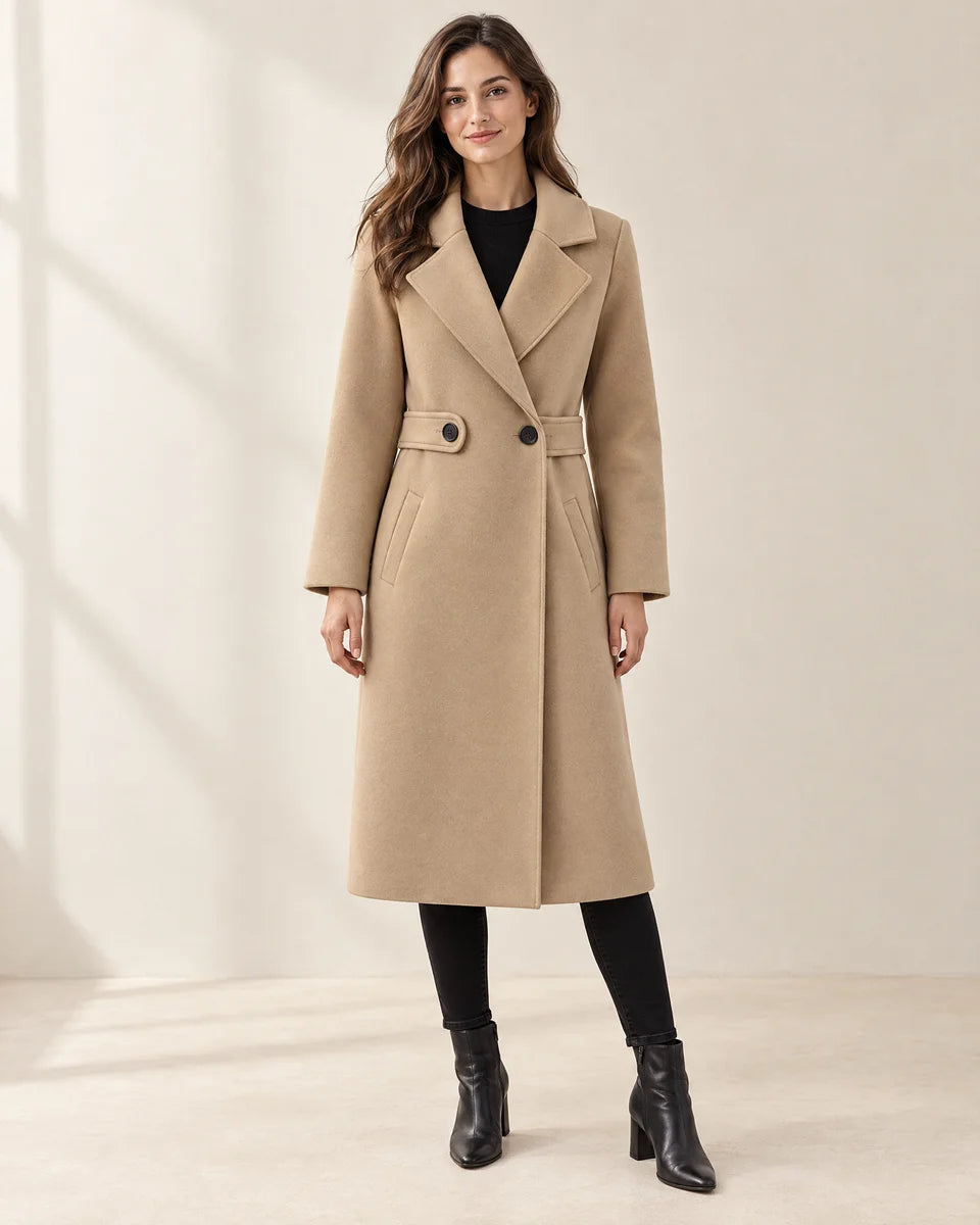 Tamsin Longline Coat in Beige