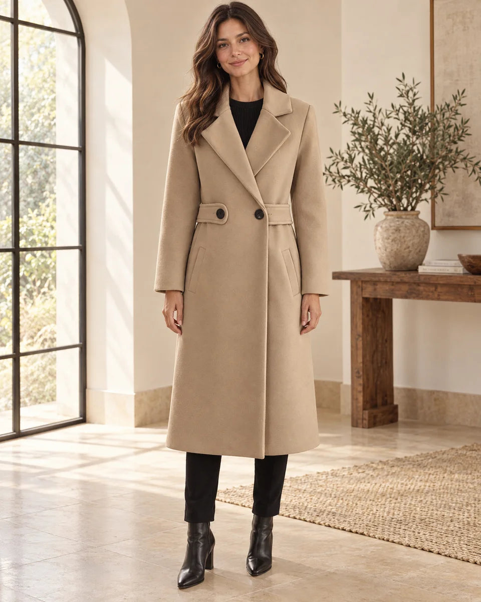 Tamsin Longline Coat in Beige