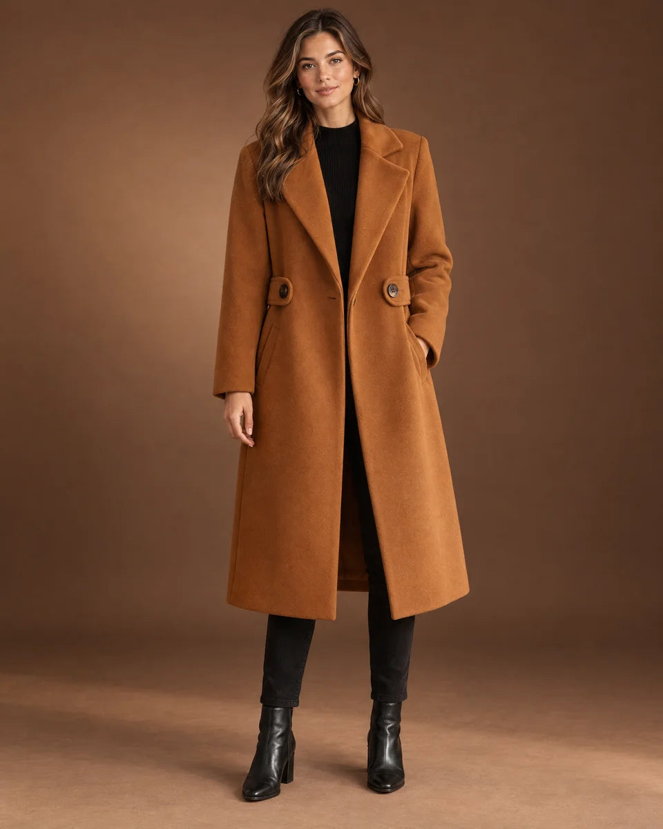 Tamsin Longline Coat in Brown