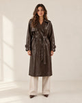 Vivienne Long Trench Coat in Brown