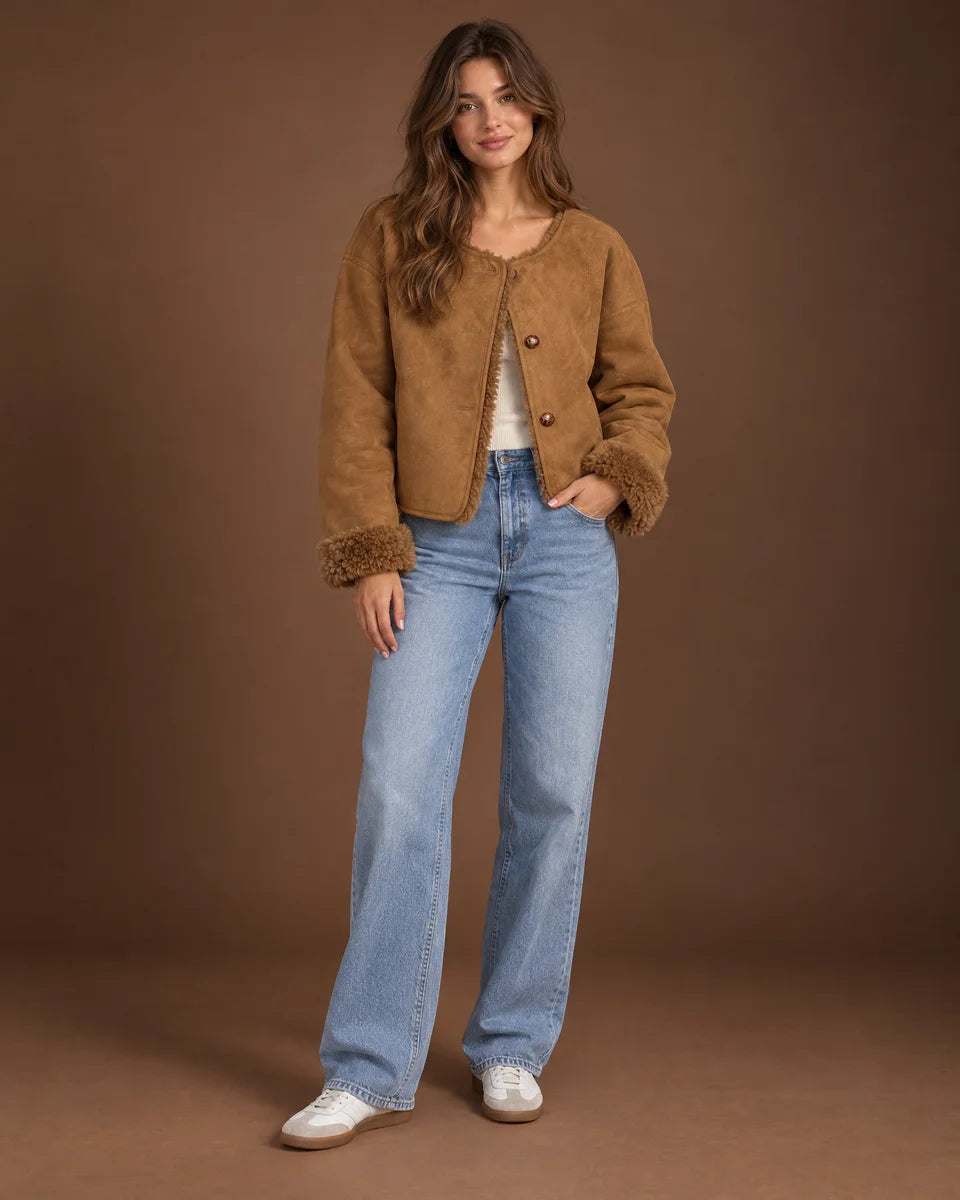 Willow Cropped Jacket in Brown