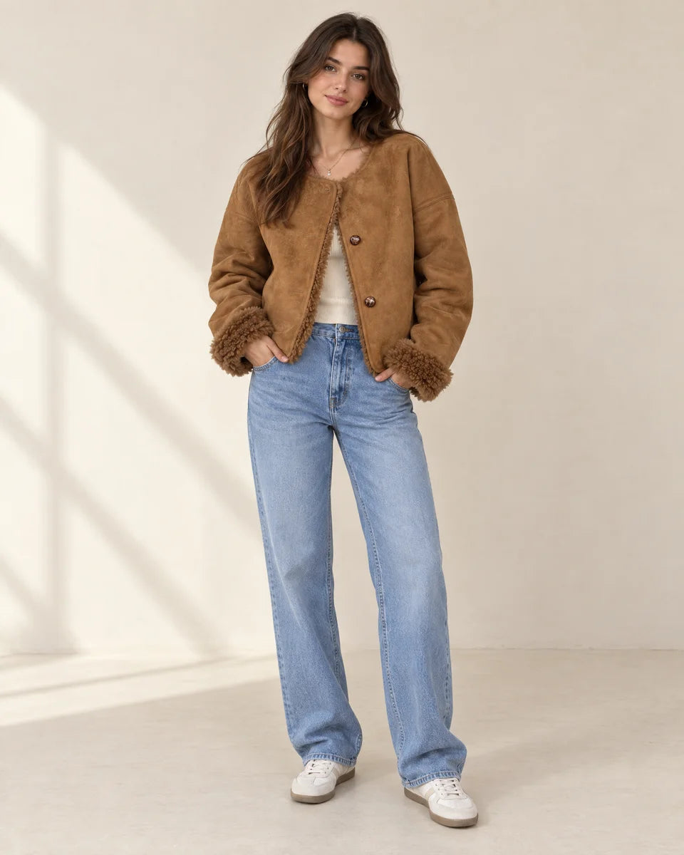 Willow Cropped Jacket in Brown