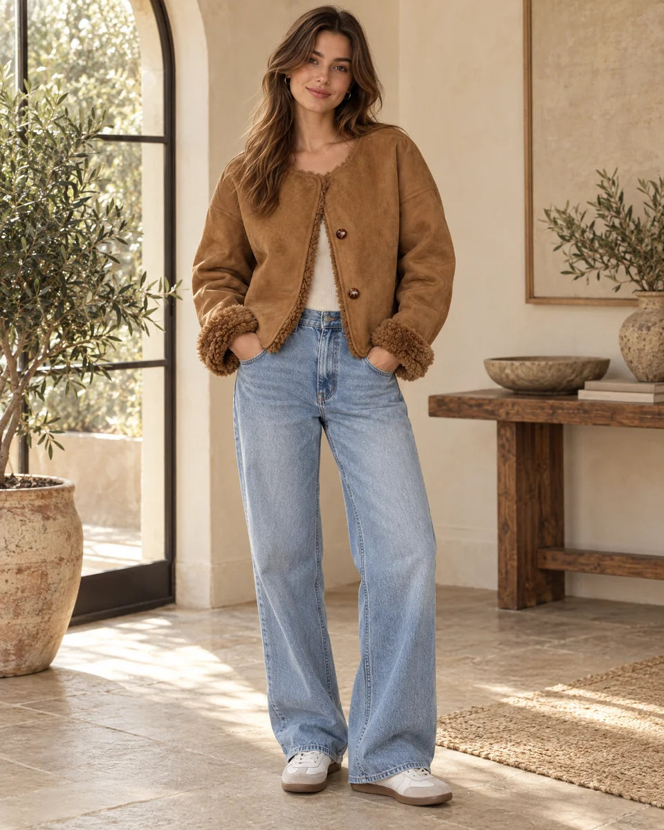 Willow Cropped Jacket in Brown