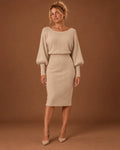 Elodie knit midi dress in Beige