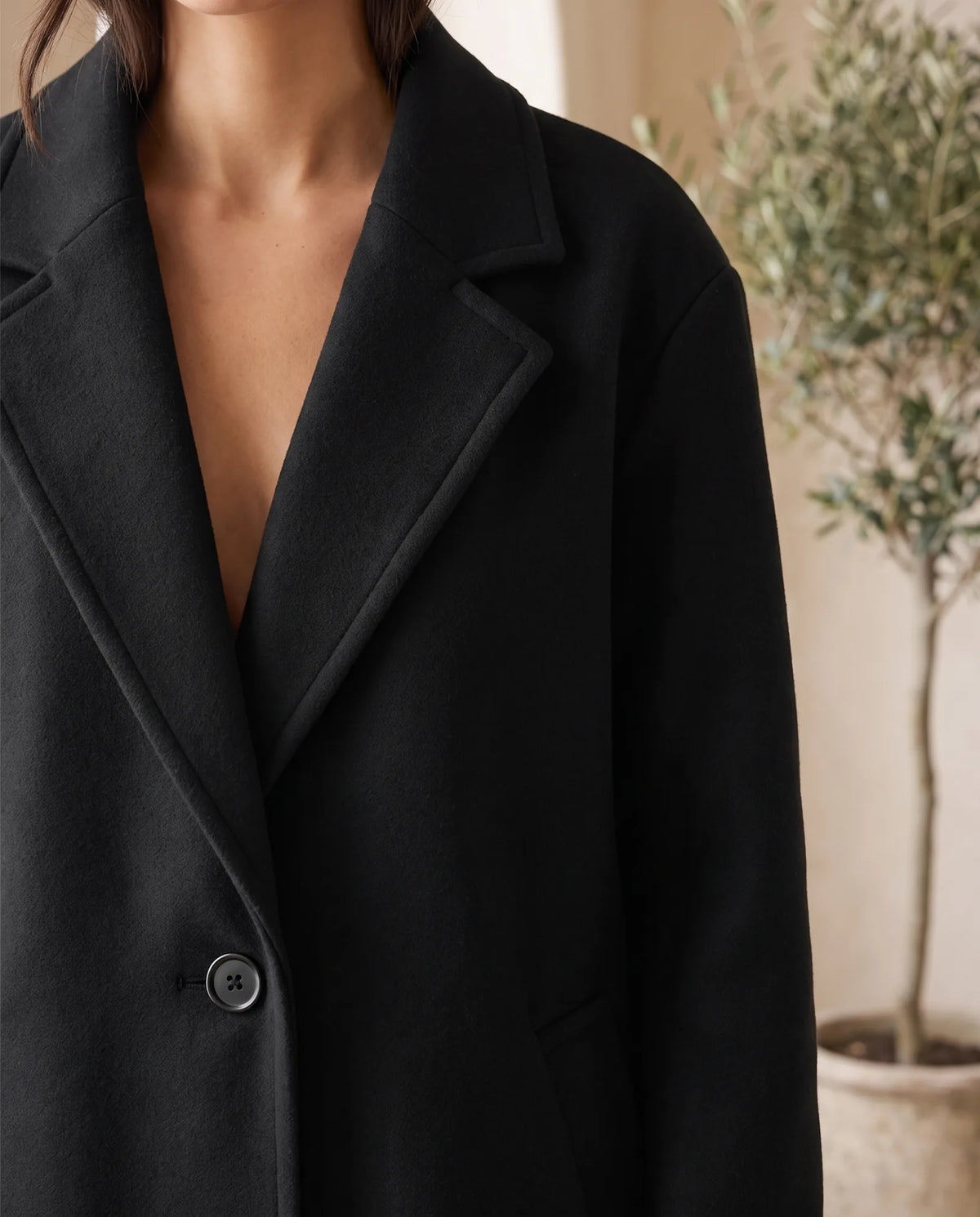 Astrid Wool-Look Coat for Women - Oversized Longline Notch Lapel additional view
