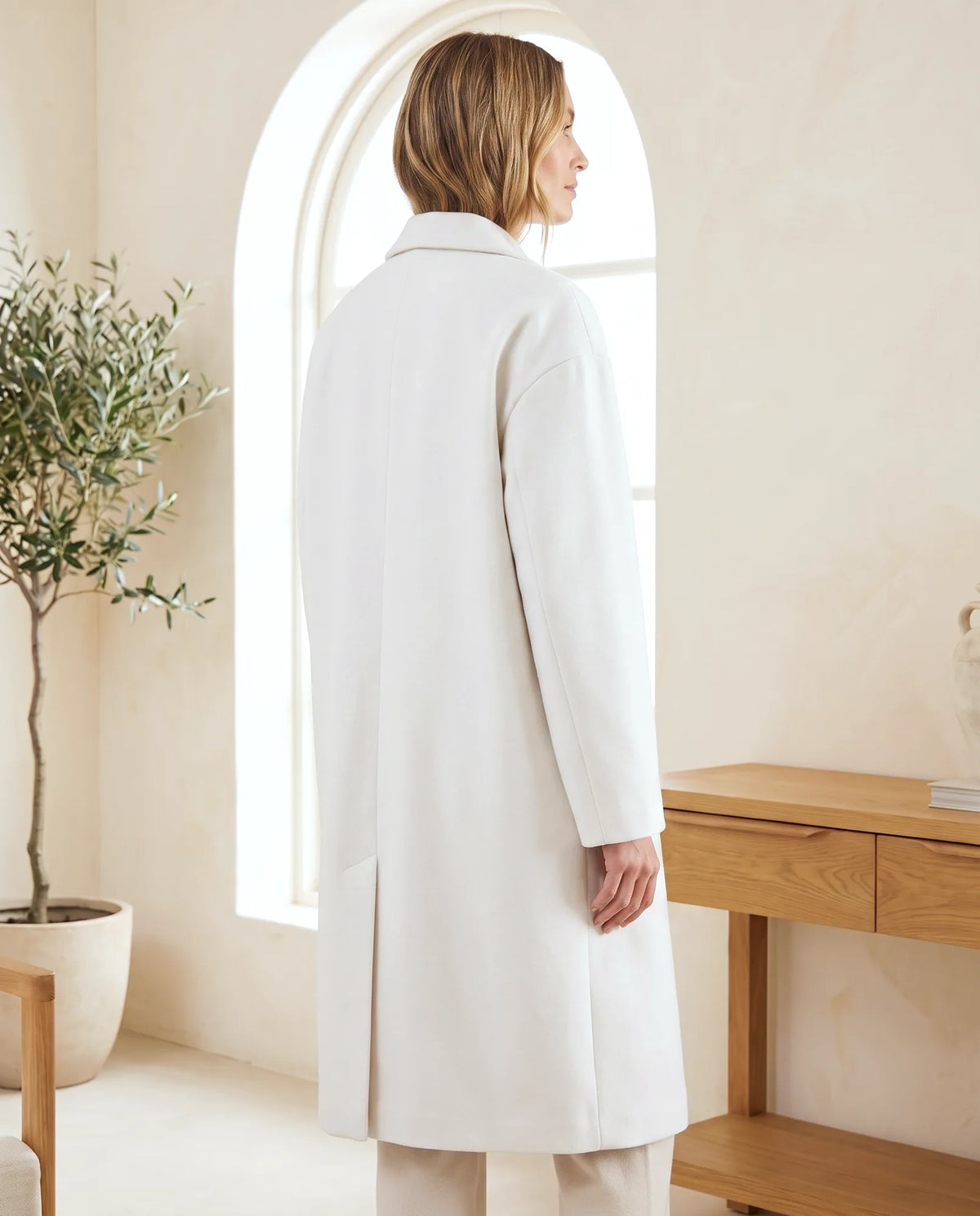 Astrid Wool-Look Coat for Women - Oversized Longline Notch Lapel additional view