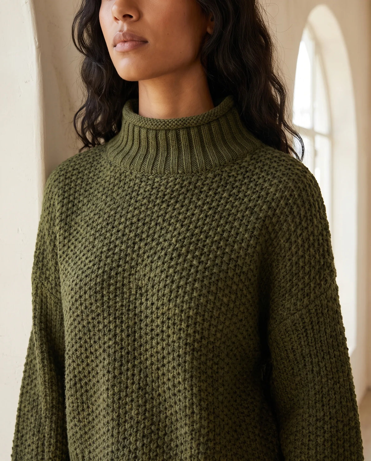 Camille Turtleneck Sweater for Women - Chunky Knit Oversized Pullover additional view