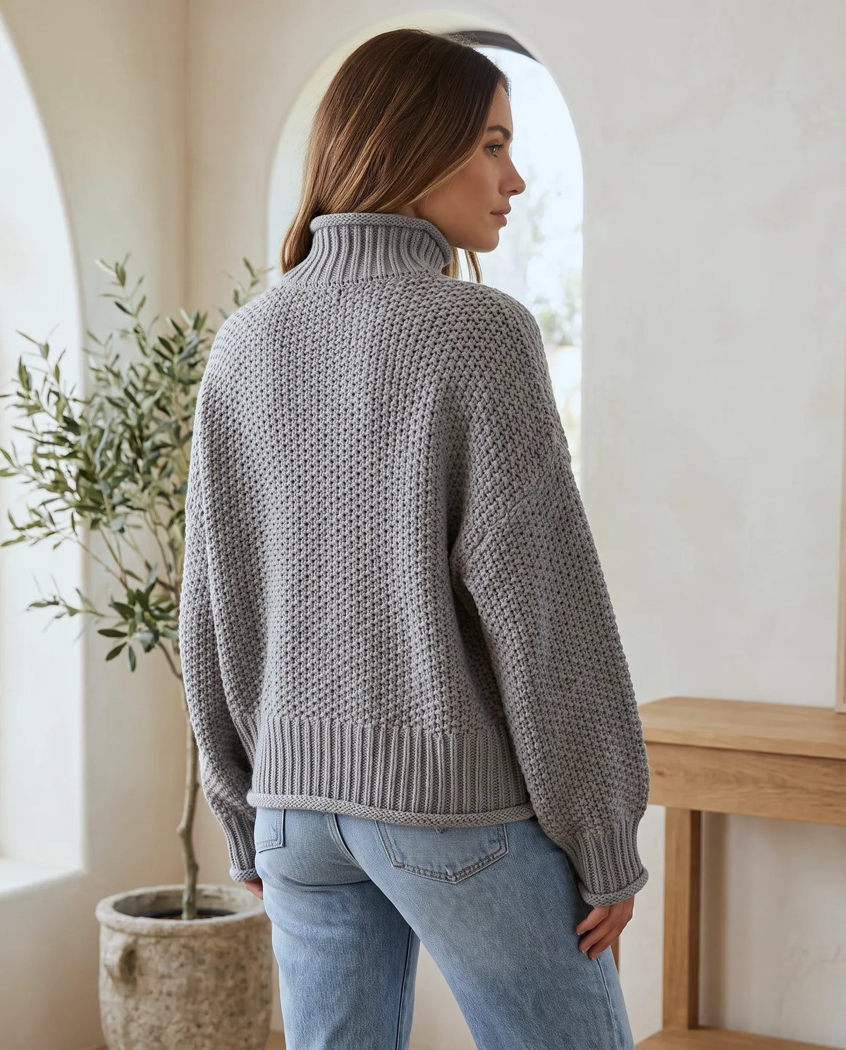 Camille Turtleneck Sweater for Women - Chunky Knit Oversized Pullover additional view