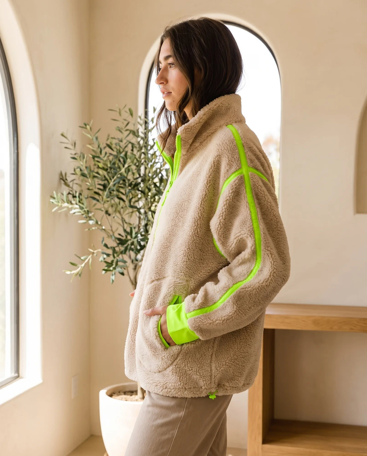 Della Half-Zip Pullover for Women – Oatmeal — side