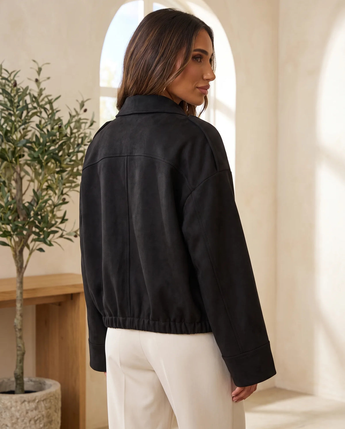 Hadley Faux Suede Jacket for Women - Oversized Shirt Jacket additional view
