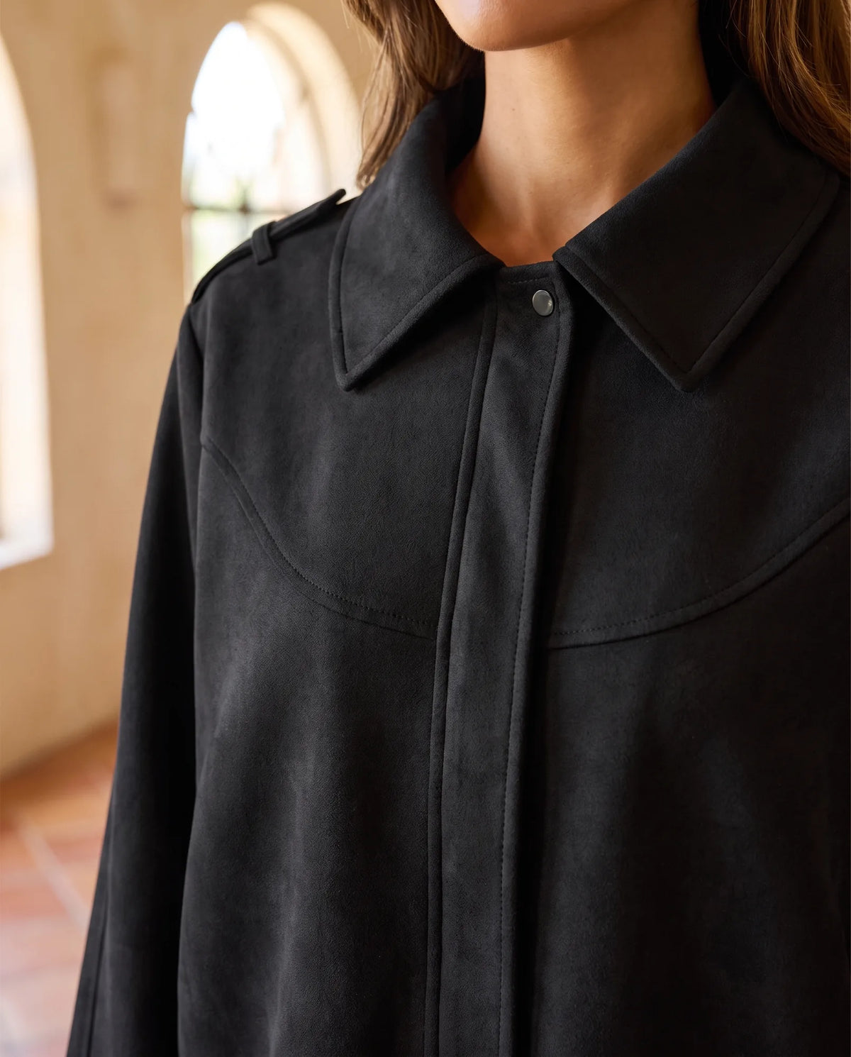 Hadley Faux Suede Jacket for Women - Oversized Shirt Jacket additional view