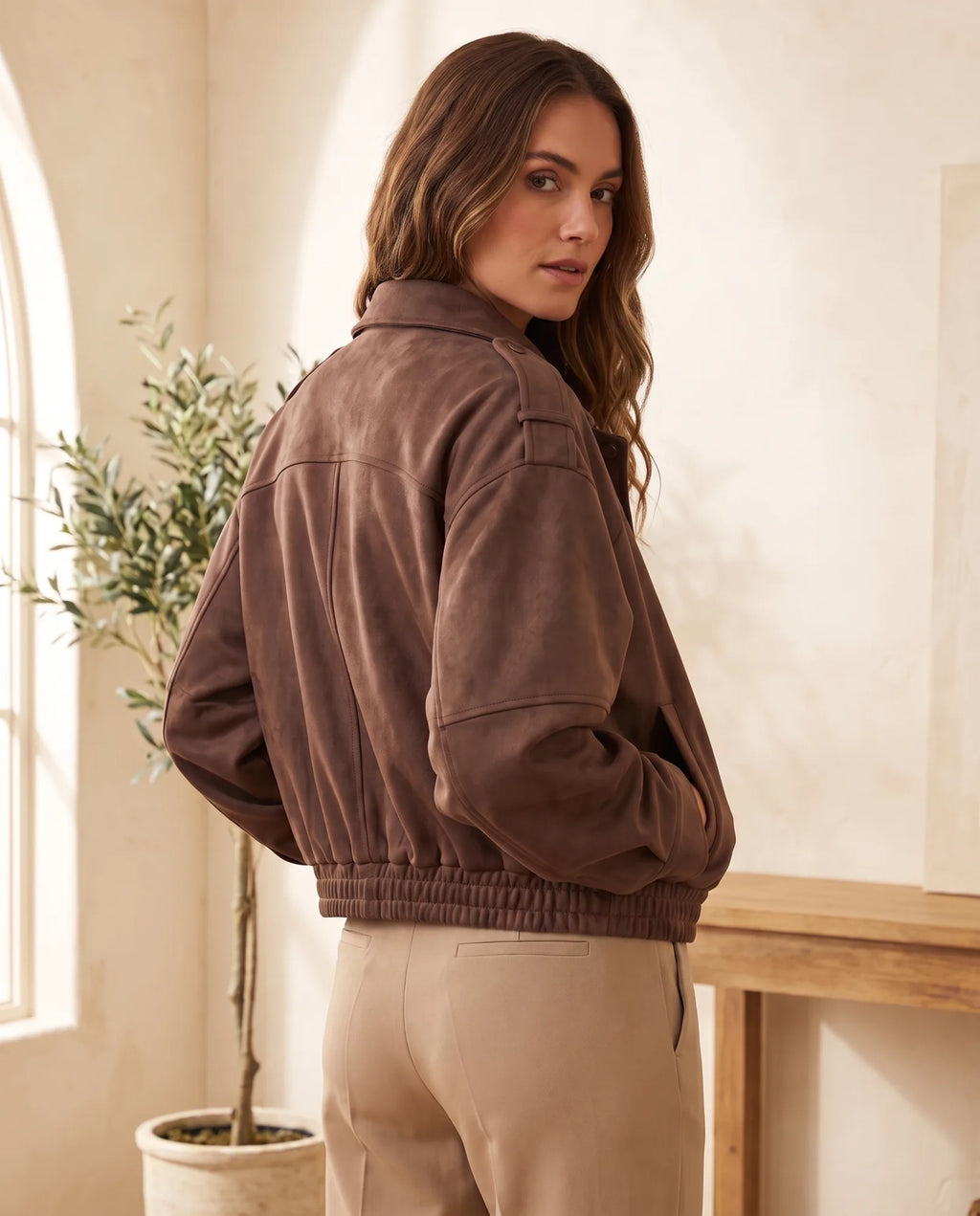 Hadley Faux Suede Jacket for Women - Oversized Shirt Jacket additional view