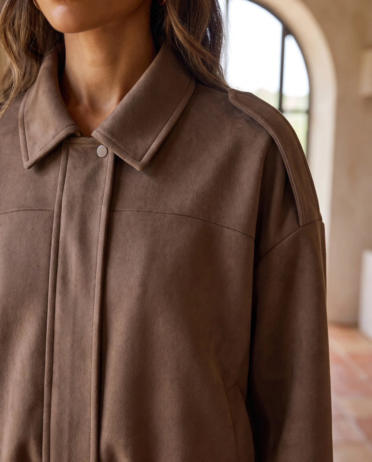Hadley Faux Suede Jacket for Women - Oversized Shirt Jacket additional view
