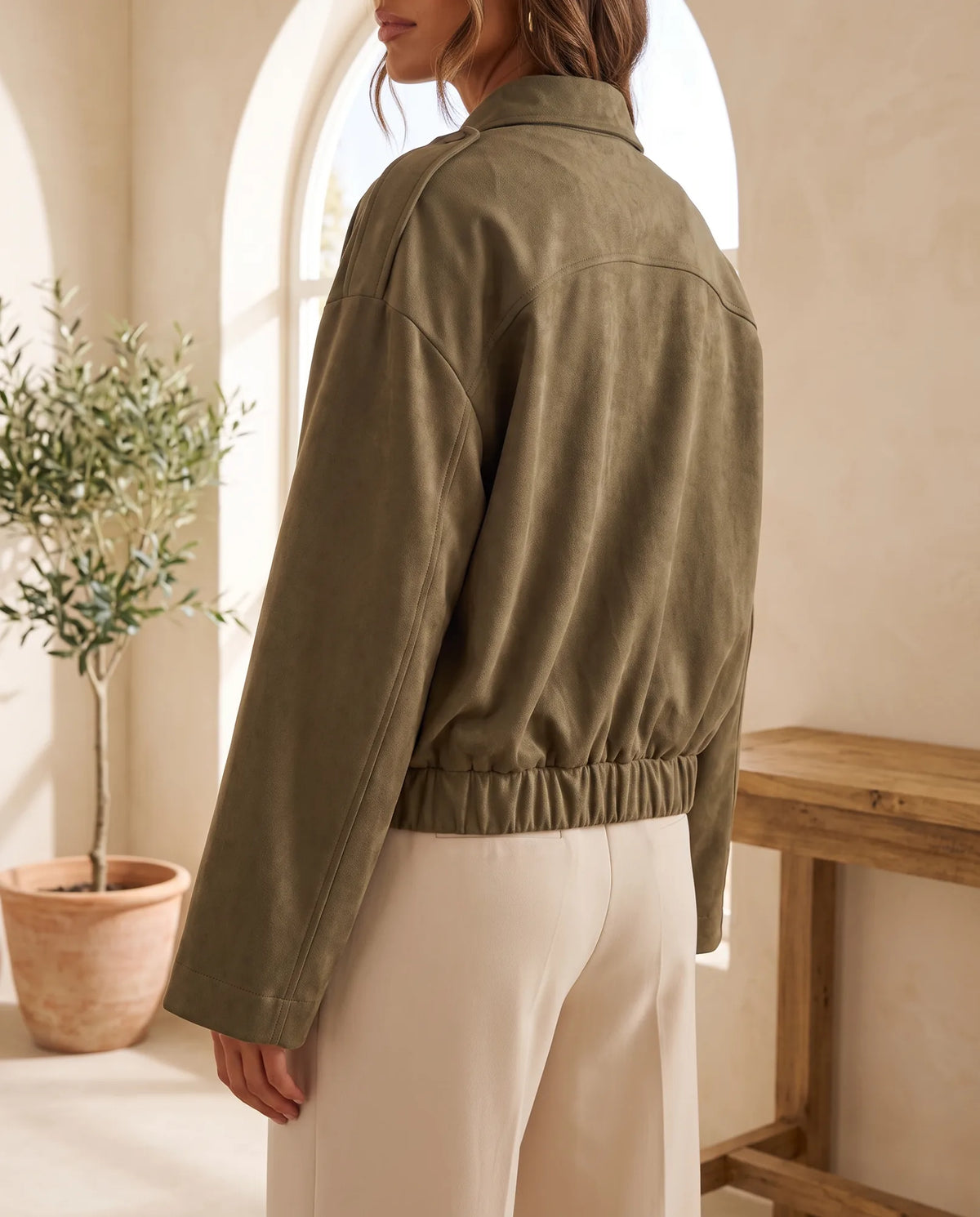 Hadley Faux Suede Jacket for Women - Oversized Shirt Jacket additional view