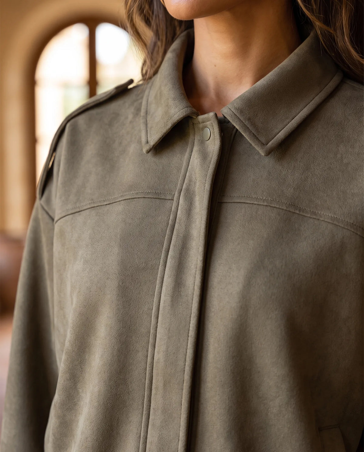 Hadley Faux Suede Jacket for Women - Oversized Shirt Jacket additional view