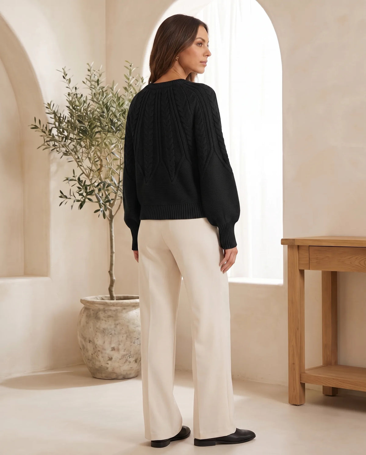 Isla Cable Knit Sweater for Women - Crew Neck Long Sleeve Jumper additional view