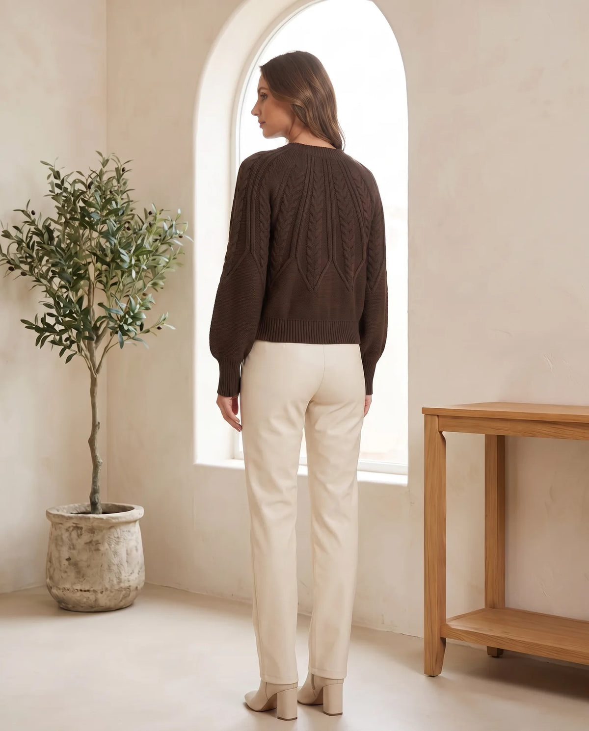 Isla Cable Knit Sweater for Women - Crew Neck Long Sleeve Jumper additional view