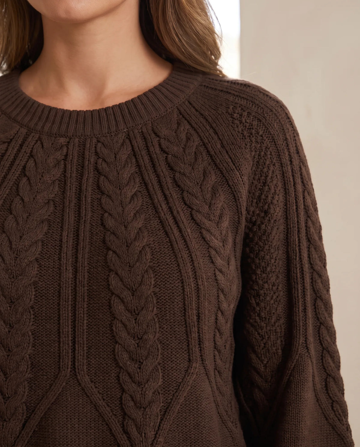 Isla Cable Knit Sweater for Women - Crew Neck Long Sleeve Jumper additional view