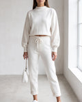 Cleo Knit Sweater & Pants Set for Women – White — front
