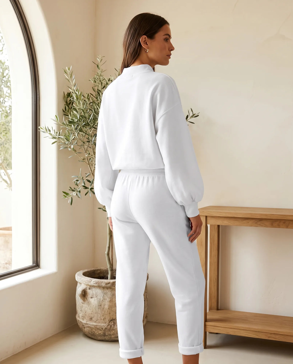 Cleo Knit Sweater & Pants Set for Women – White — side