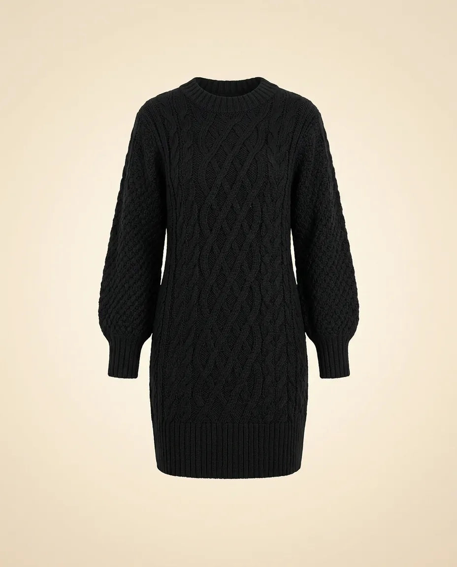 Maren Sweater Dress for Women - Oversized Cable Knit Crew Neck additional view