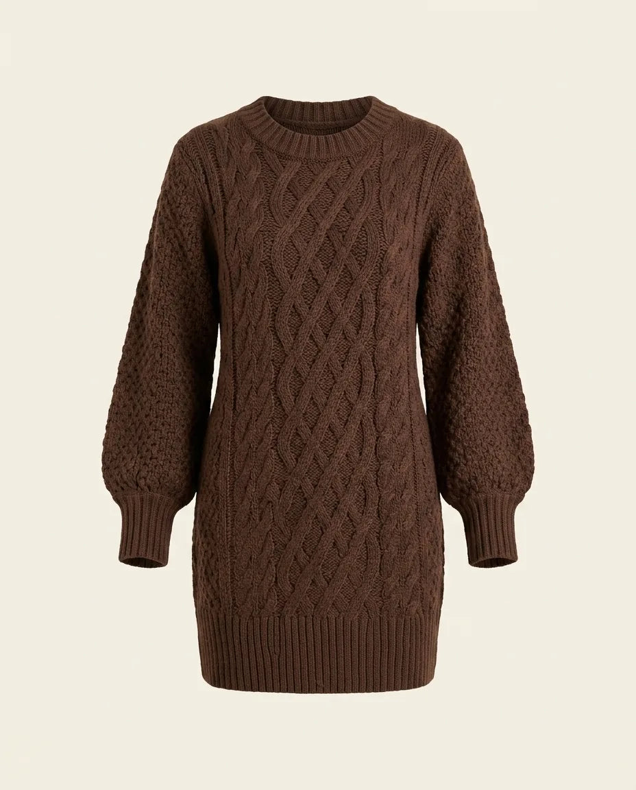 Maren Sweater Dress for Women - Oversized Cable Knit Crew Neck additional view