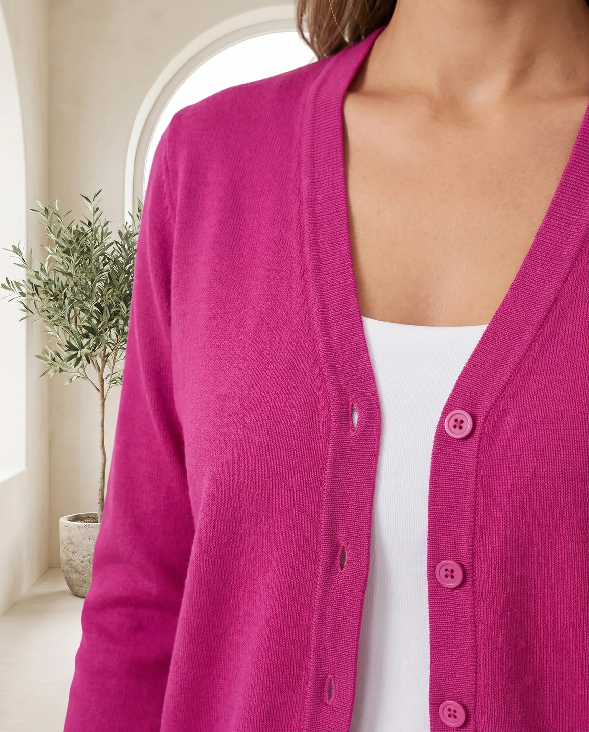 Odette Fine Knit Cardigan for Women - Button Front V-Neck additional view