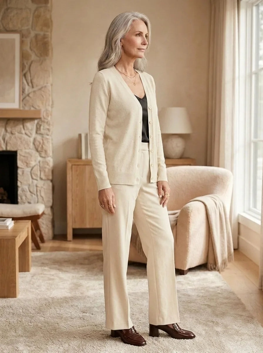 Odette Fine Knit Cardigan for Women - Button Front V-Neck additional view