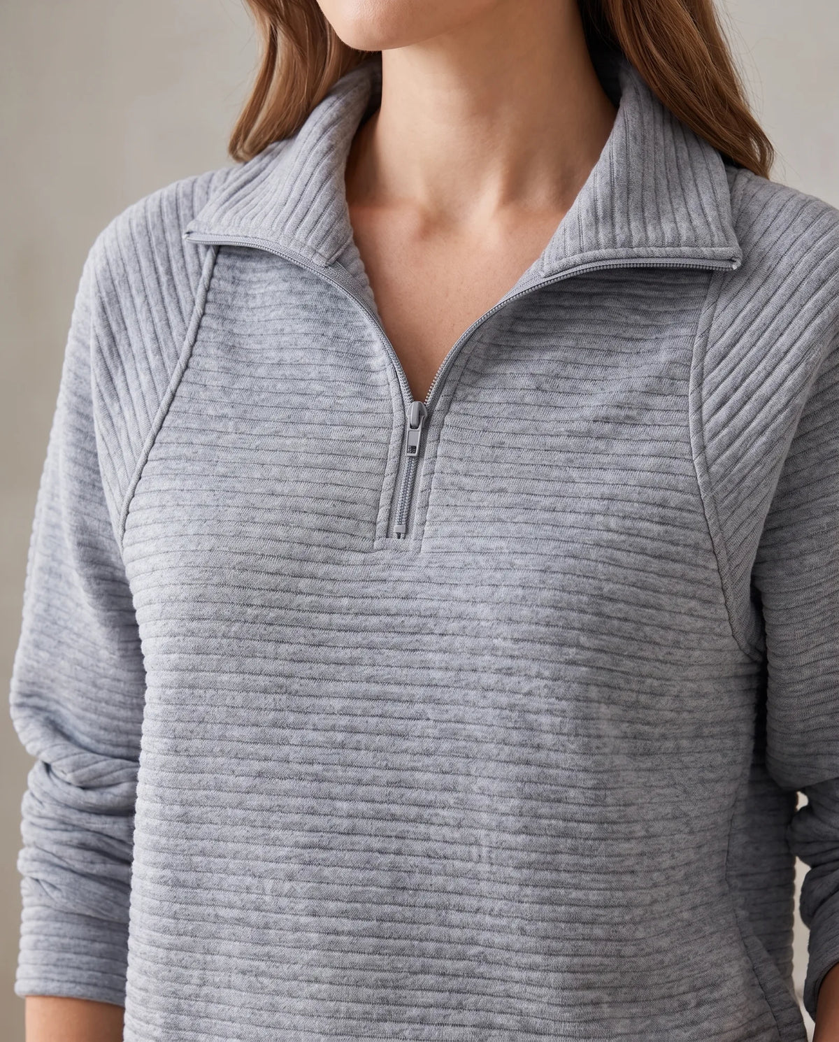 Quarter Zip Sweater for Women - Ribbed Knit Stand Collar Pullover additional view