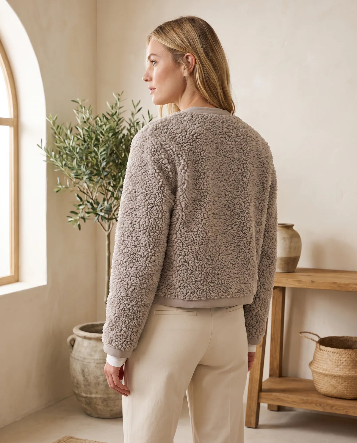 Willa Teddy Jacket for Women – Light Taupe — side