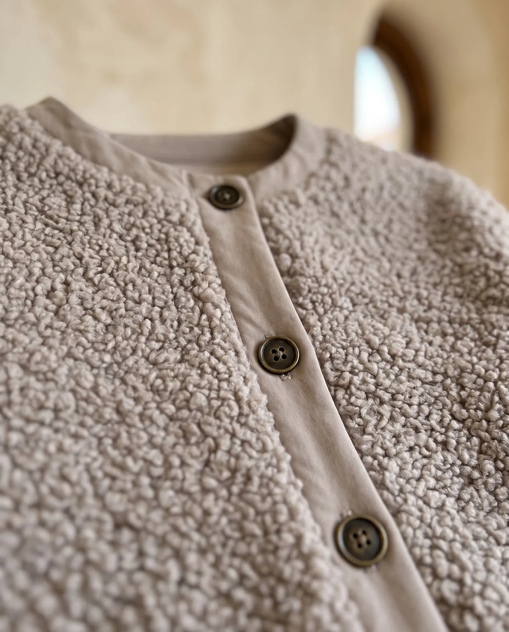 Willa Teddy Jacket for Women – Light Taupe — detail
