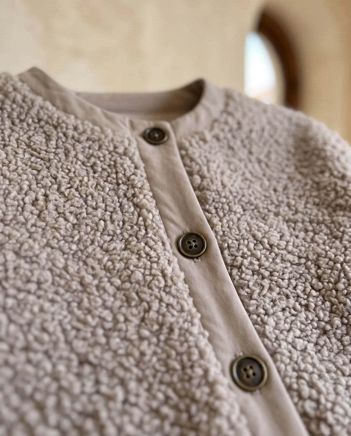 Willa Teddy Jacket for Women – Light Taupe — detail