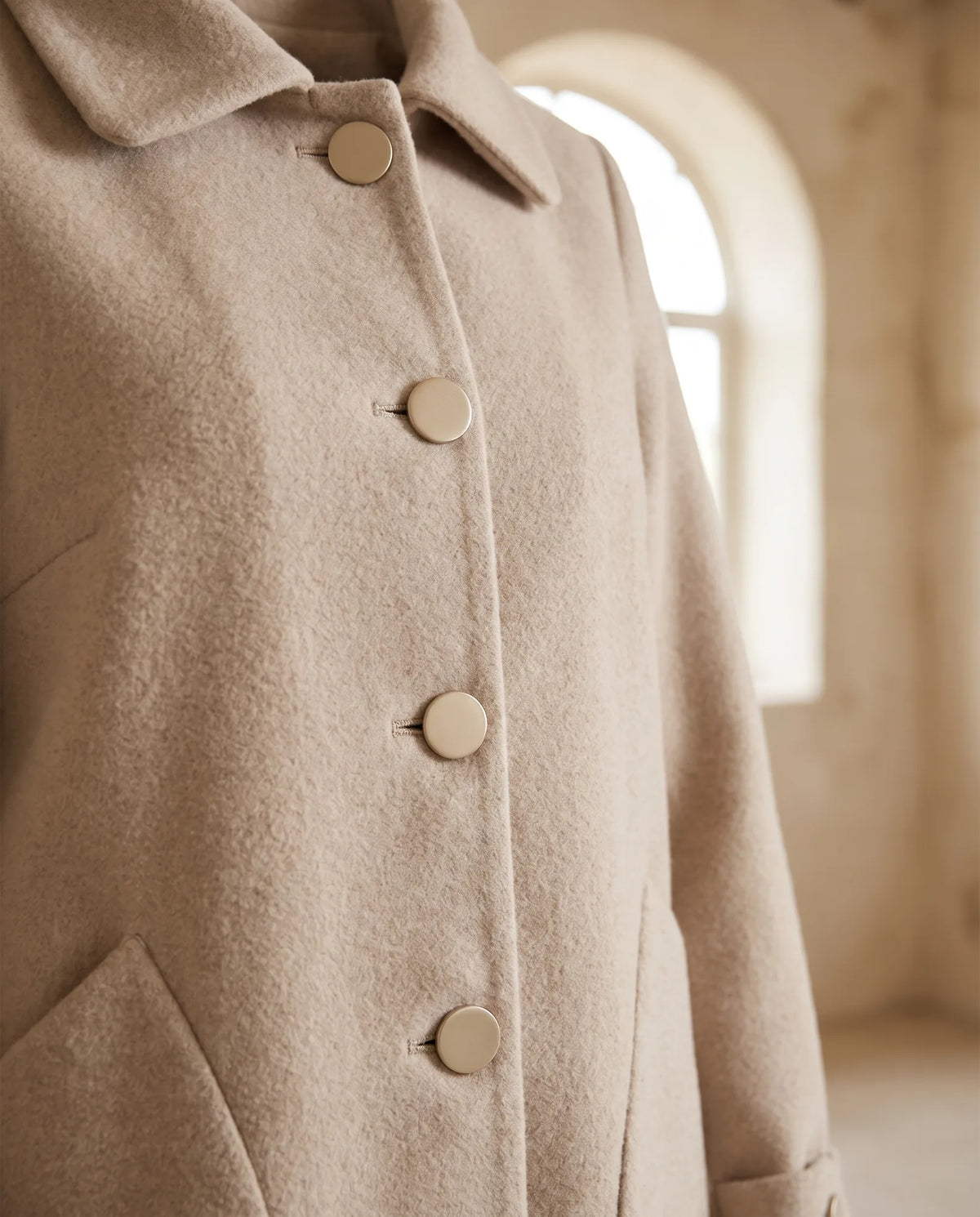 Margot Women's Oversized Longline Coat – Oatmeal — detail
