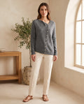 Rosalind Asymmetric Button Cardigan for Women – Charcoal — front