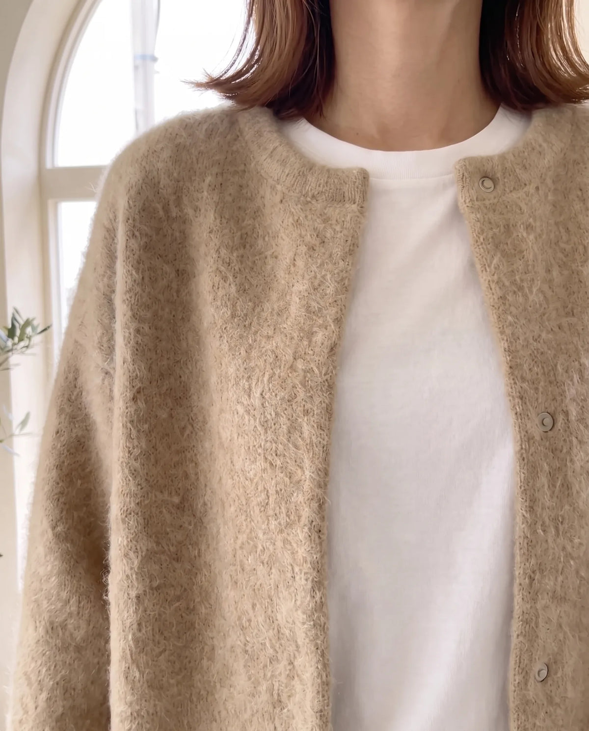 Wren Oversized Cardigan for Women - Fluffy Knit Snap Button Front additional view