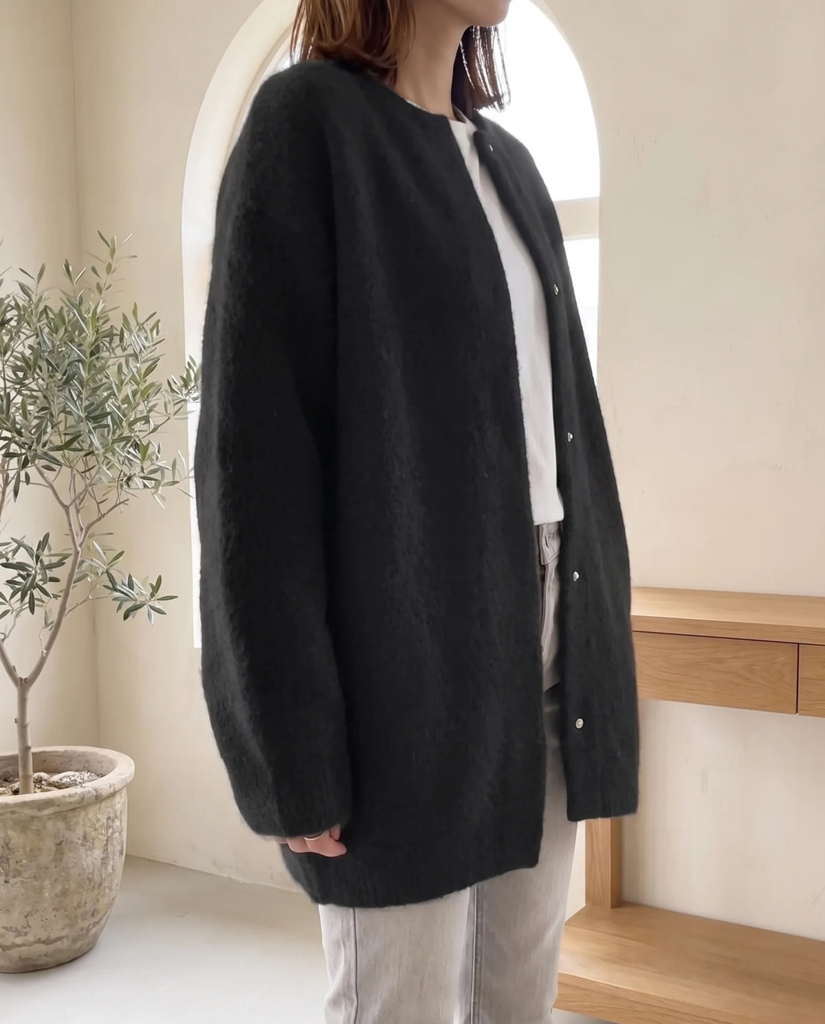 Wren Oversized Cardigan for Women - Fluffy Knit Snap Button Front additional view