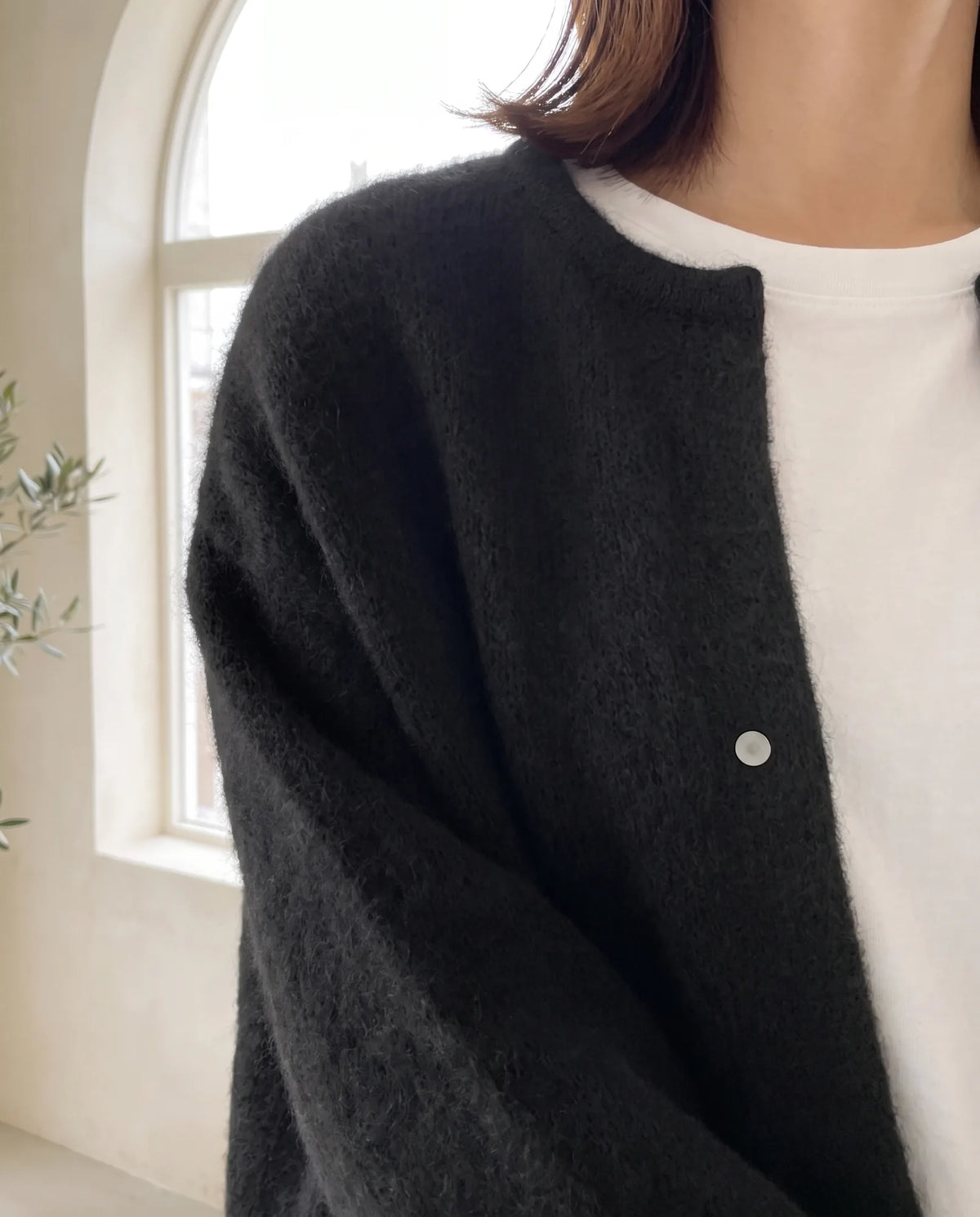 Wren Oversized Cardigan for Women - Fluffy Knit Snap Button Front additional view
