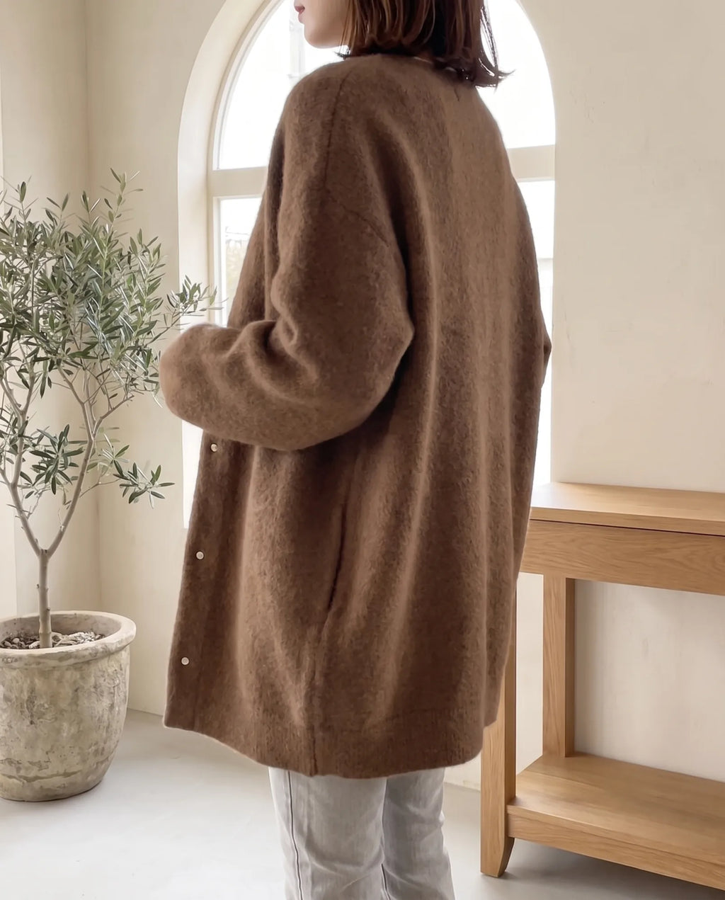 Wren Oversized Cardigan for Women - Fluffy Knit Snap Button Front additional view