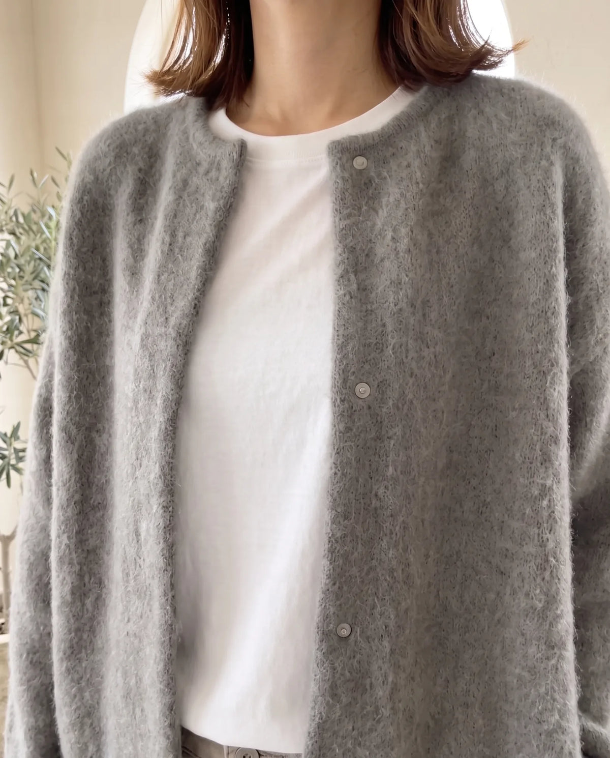 Wren Oversized Cardigan for Women - Fluffy Knit Snap Button Front additional view