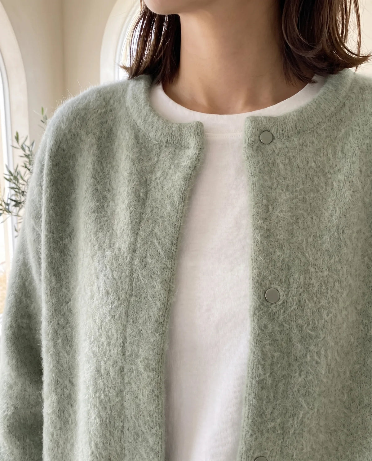 Wren Oversized Cardigan for Women - Fluffy Knit Snap Button Front additional view