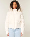 Blythe Puffer Jacket for Women - Cropped Hooded Zip-Up - White - front