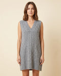 Bryn Sweater Dress for Women - Cable Knit V-Neck Sleeveless Mini - Grey - front