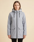 Pearl Hooded Coat for Women - Zip-Up Lined Winter Warm - Grey - front