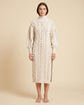 Viola Sweater Dress for Women - Cable Knit Turtleneck Midi - Cream - front